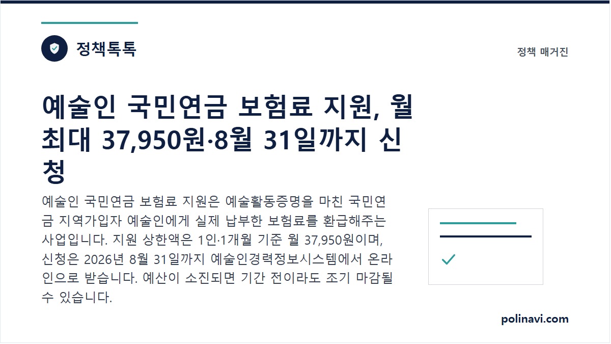 예술인 국민연금 보험료 지원 안내 대표 이미지