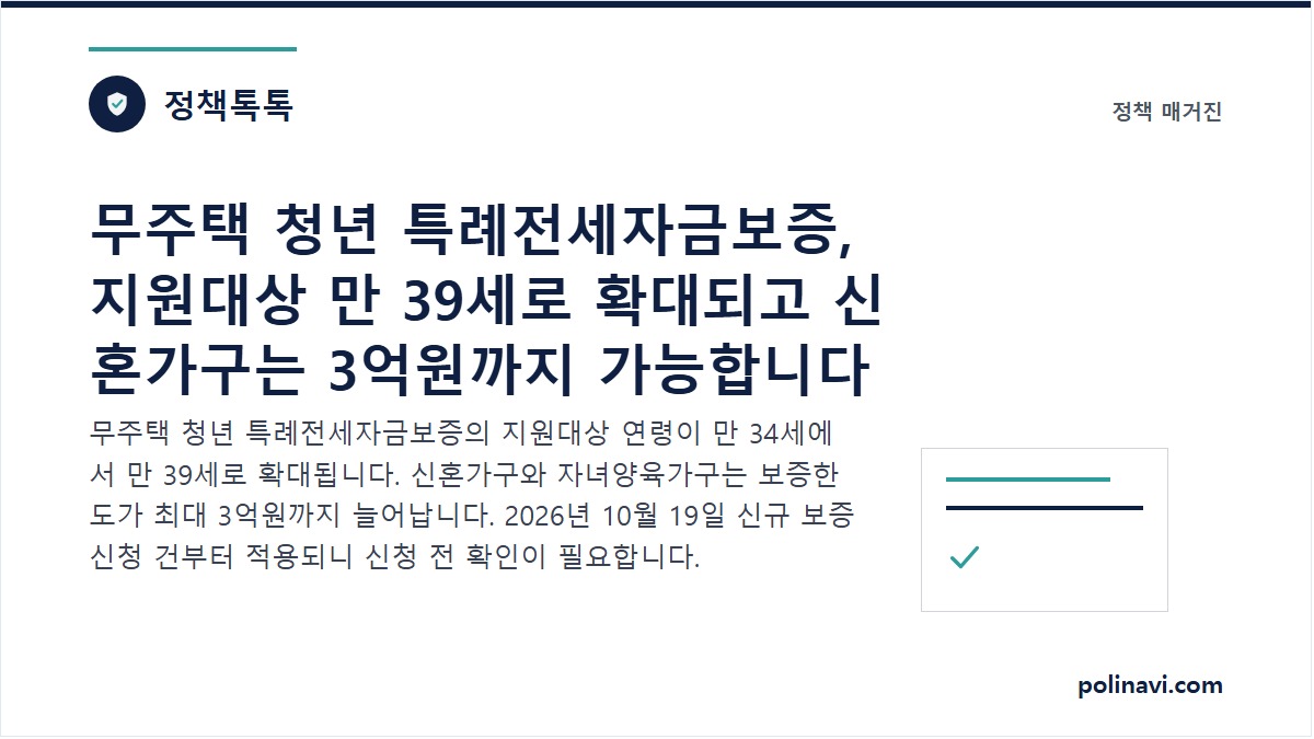 무주택 청년 특례전세자금보증 지원대상 확대 안내 이미지